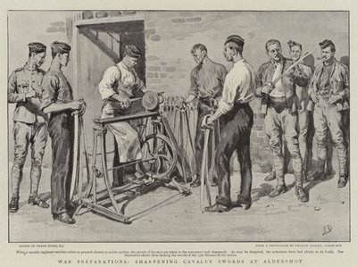 Preparativi di guerra, affilatura delle spade di cavalleria ad Aldershot da Frank Dadd